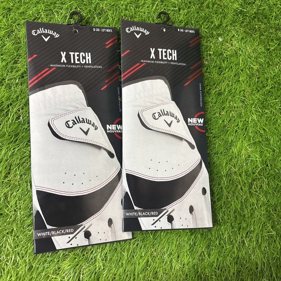 Lot Of 2 Callaway X-Tech Golf Glove White & Black Red Size S Left Hand - Picture 1 of 4